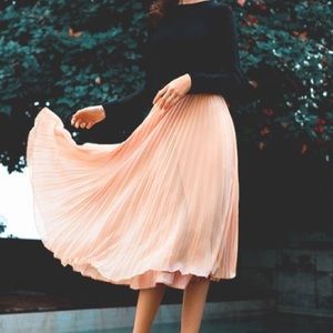 Blush Pleated Midi Skirt